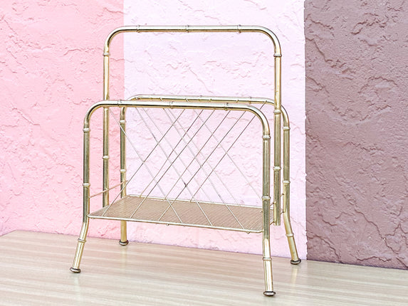 Hollywood Regency Style Metal Magazine Rack