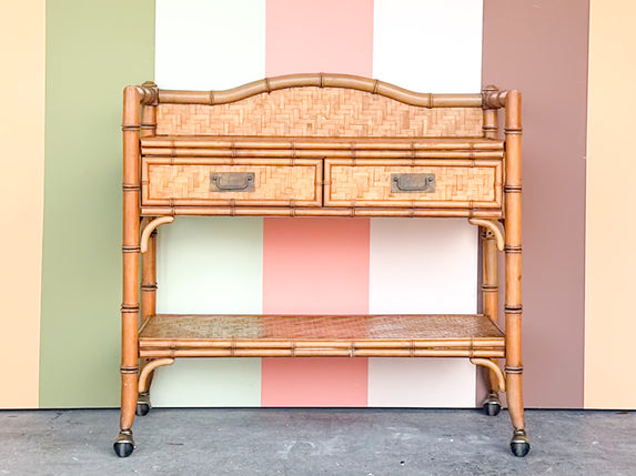 Old Florida Dixie Rattan Bar on Casters