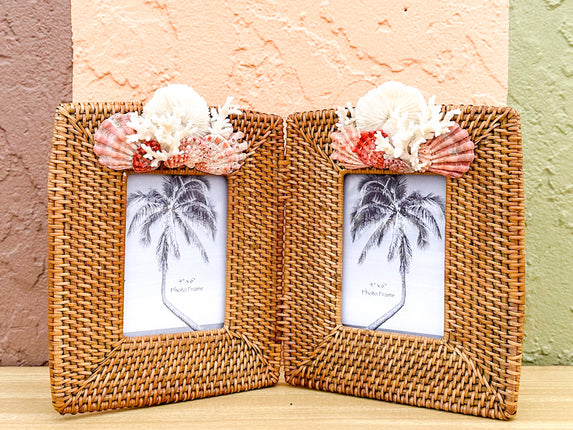 Double Rattan Wrapped Shell Frame