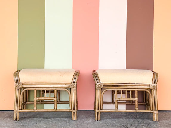 Pair of Rattan Ottomans