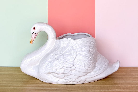 Large Italian Swan Cachepot