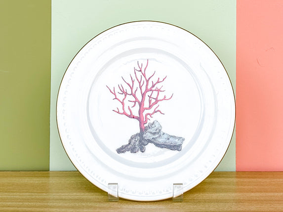 Large Coral Decoupage Plate