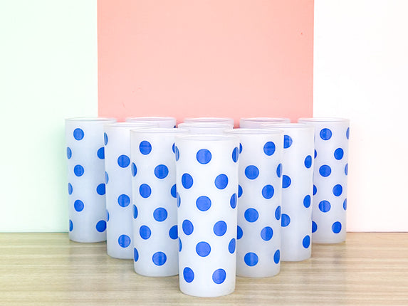 Set of Ten Blue Polka Dot Glassware