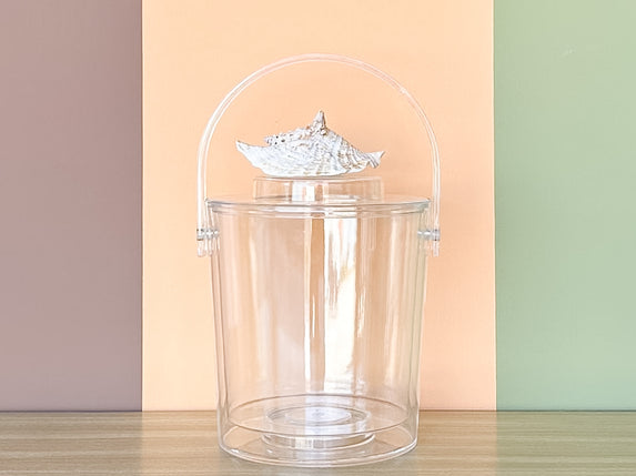 Brown Conch Shell Lucite Ice Bucket