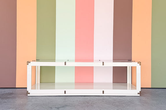 Campaign Style Lacquer and Brass Coffee Table