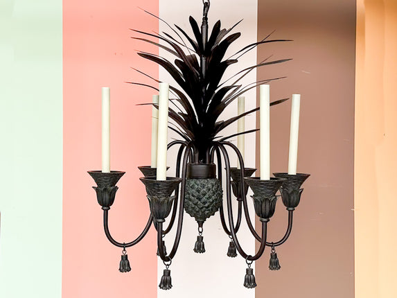 Tole Pineapple and Tassel Chandelier