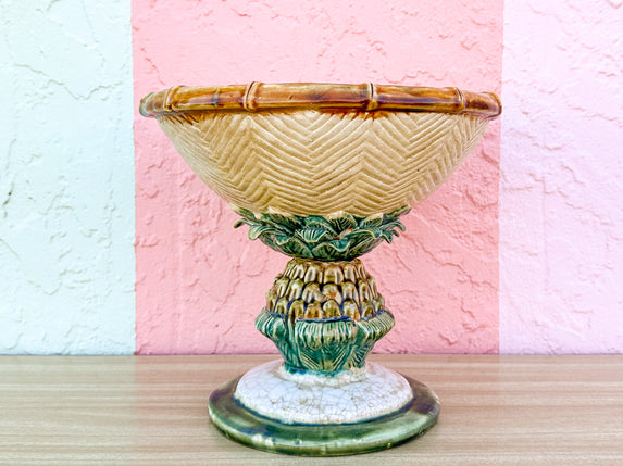 Majolica Pineapple Pedestal Bowl