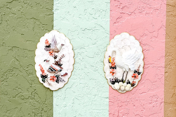 Pair of Shell Chic Bird Art