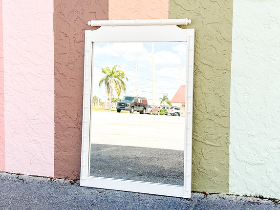 White Faux Bamboo Mirror