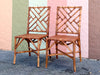 Pair of Tortoiseshell Rattan Chippendale Chairs