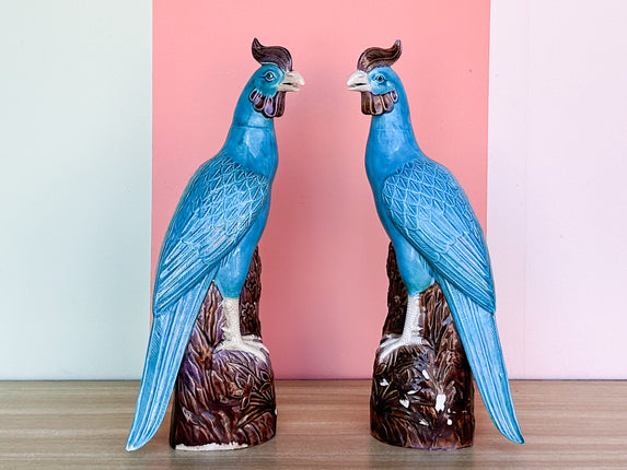 Pair of Rising Phoenix Porcelain Birds