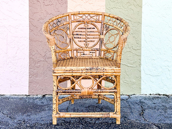 Fab Tortoiseshell Rattan Barrel Chair