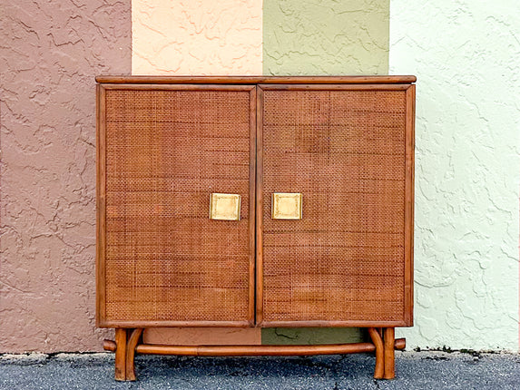 Cute Coastal Cane and Rattan Cabinet