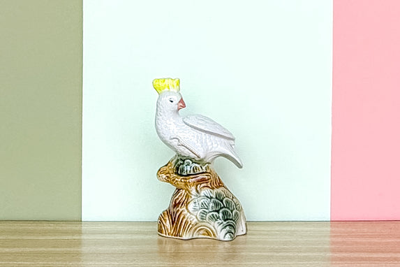 Sweet Yellow and White Bird Figurine