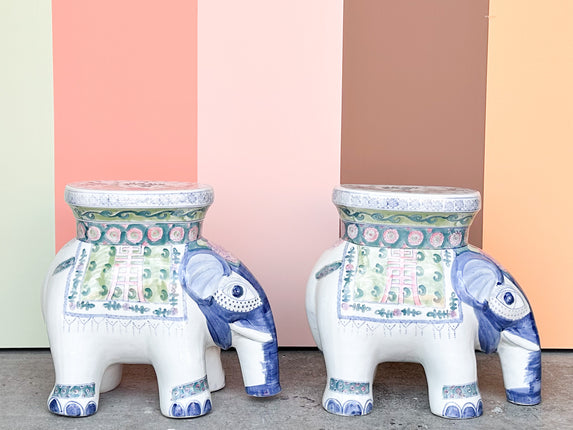 Pair of Whimsical Elephant Garden Seats