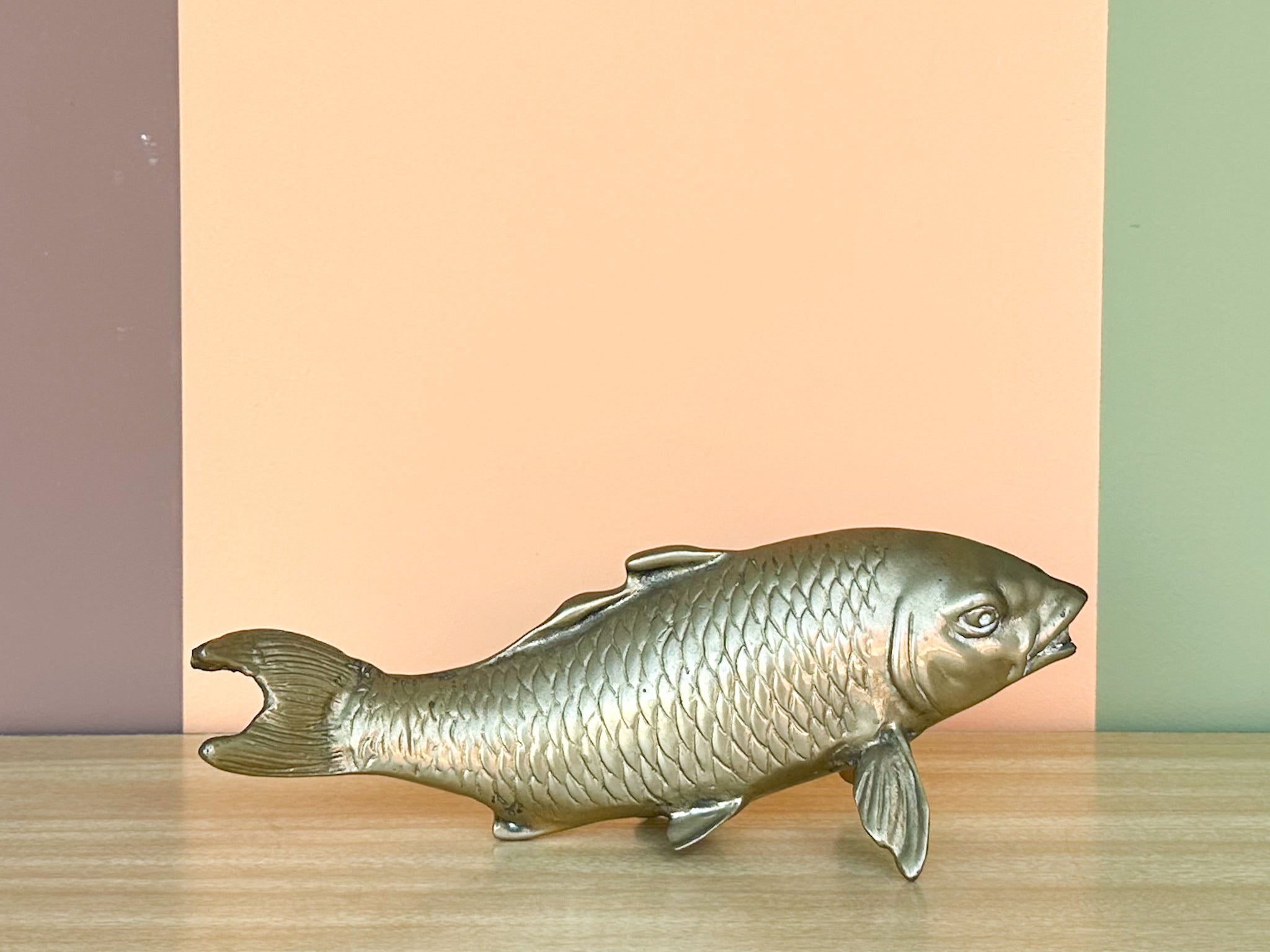 Vintage brass koi fish selling statue