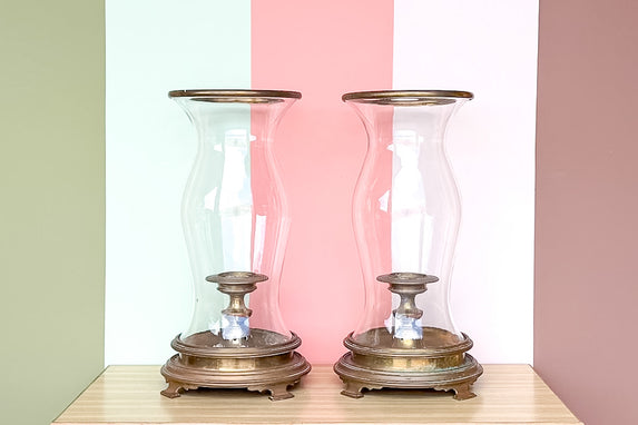 Pair of Large Chapman Brass Hurricanes