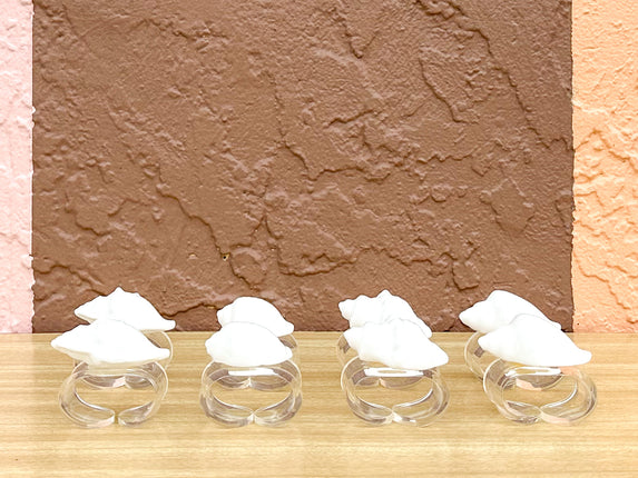 Set of Eight Shell and Lucite Napkin Rings