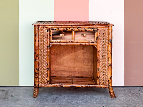 Tortoiseshell Rattan Nightstand