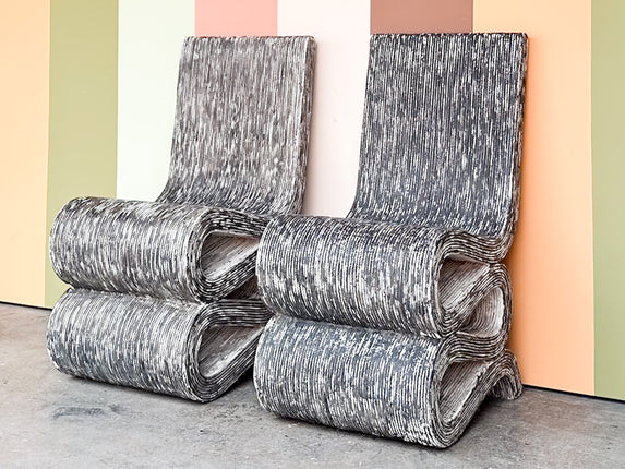 Pair of Grey Rattan Snake Chairs