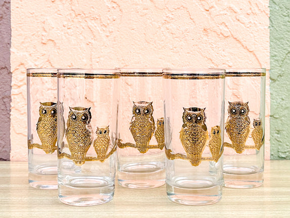 Set of Five Culver Owl Glassware