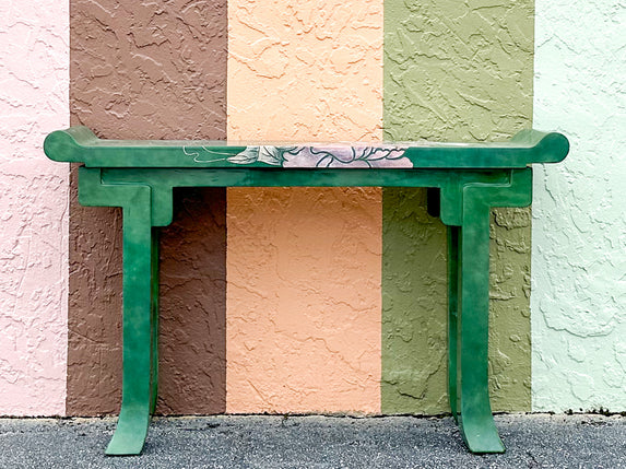 Pink and Green Lacquer Bird Console