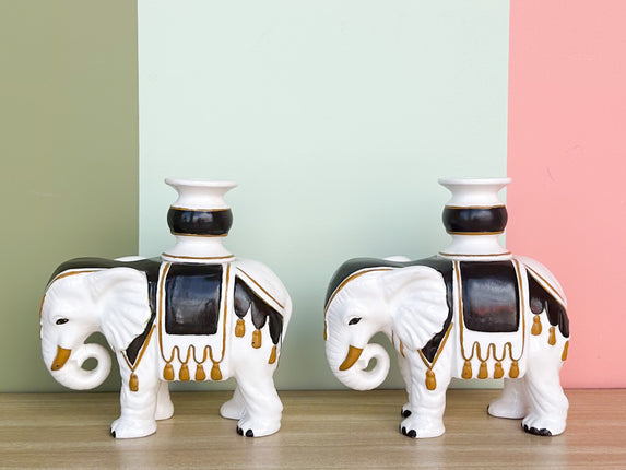 Pair of Fab Fitz and Floyd Elephant Candle Holders