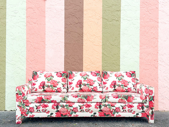 Pink Hydrangea Chintz Sofa