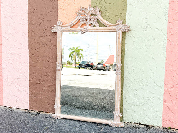 Elegant Carved Asparagus and Flower Mirror