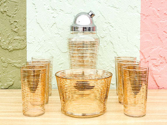 MCM Gold Striped Bar Set