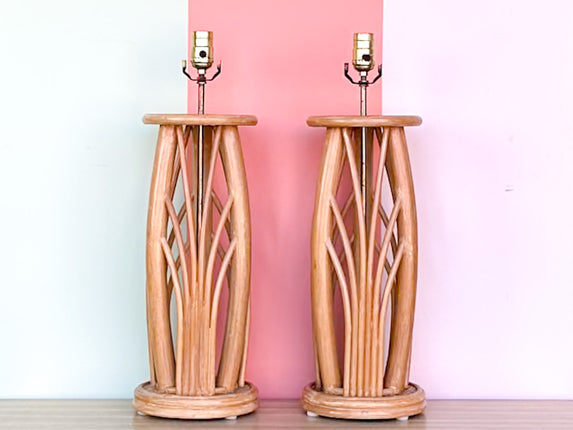 Pair of Island Style Rattan Lamps