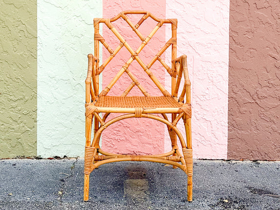 Italian Chippendale Rattan Arm Chair