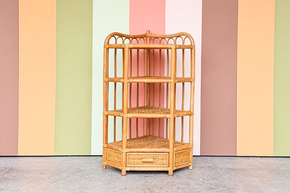 Rattan Corner Etagere