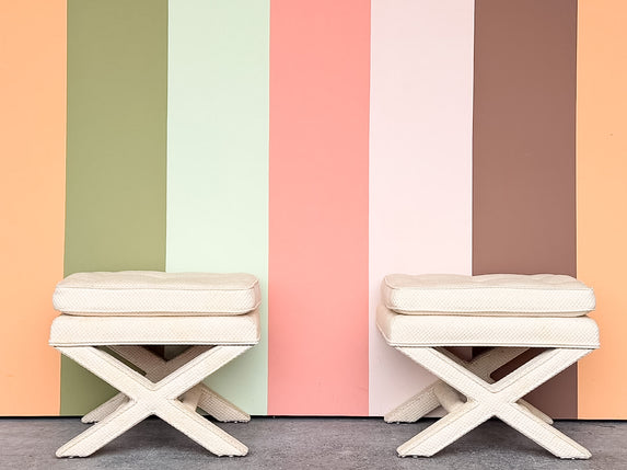 Pair of Upholstered X Benches
