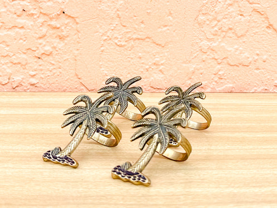 Set of Four Palm Tree Napkin Rings