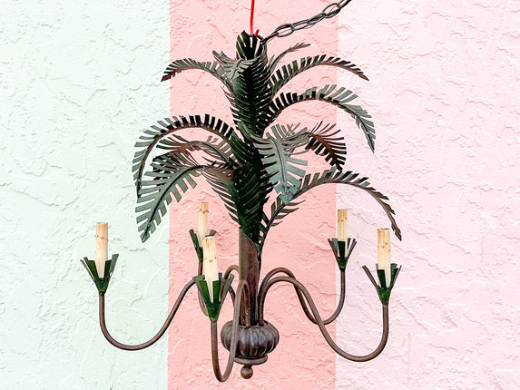 Curry and Company Tole Palm Chandelier