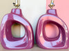 Pair of Plum Sculptural Ceramic Lamps