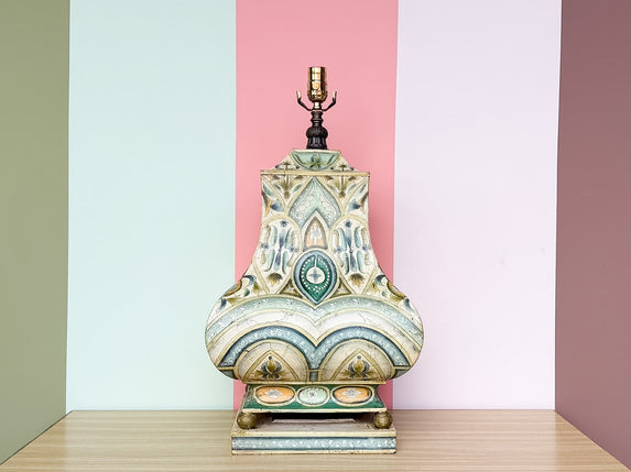 Large Hand Painted Metal Lamp