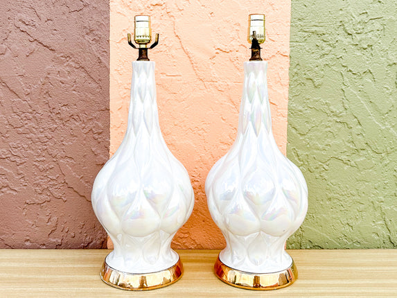 Pair of Iridescent Ceramic Lamps