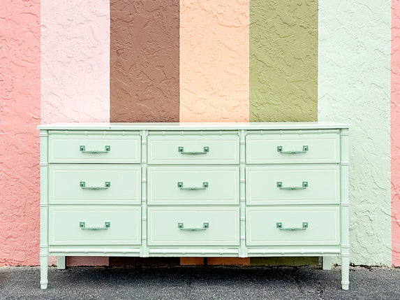 Painted Seafoam Faux Bamboo Dresser