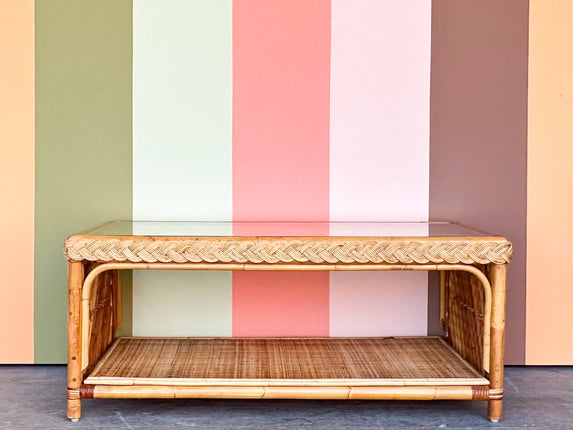 Braided Rattan Coffee Table