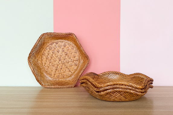 Set of Four Woven Rattan Baskets