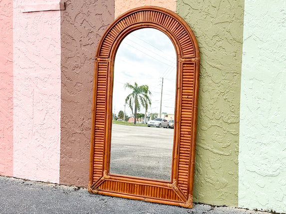 Old Florida Arch Rattan Mirror