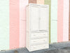 White Washed Woven Rattan Cabinet