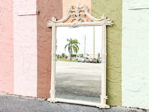 Elegant Carved Asparagus and Flower Mirror