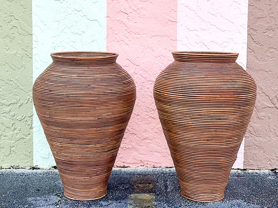 Pair of Large Pencil Reed Vases