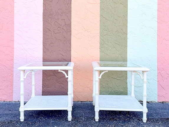 Pair of Faux Bamboo Side Tables