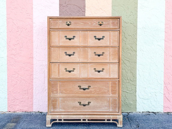 Natural Campaign Style Rattan Tall Chest