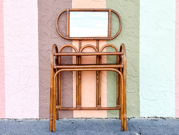 Mirrored Rattan Vanity