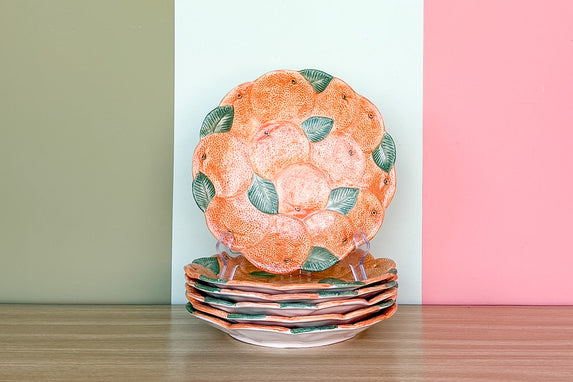 Set of Six Fitz and Floyd Orange Plates